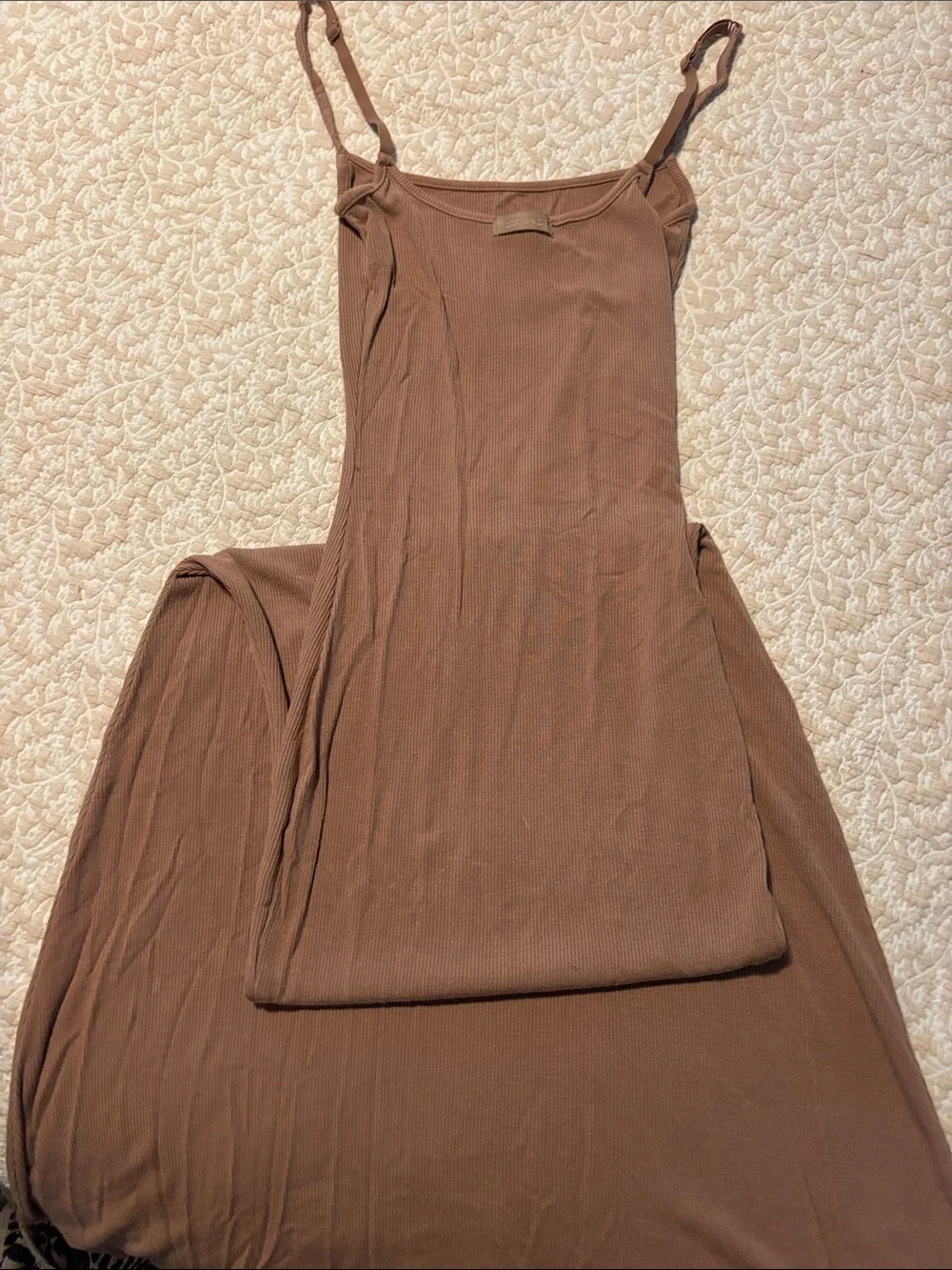 Nude SKIMS LIGHT Brown Ribbed Maxi Dress - Picture 1 of 1
